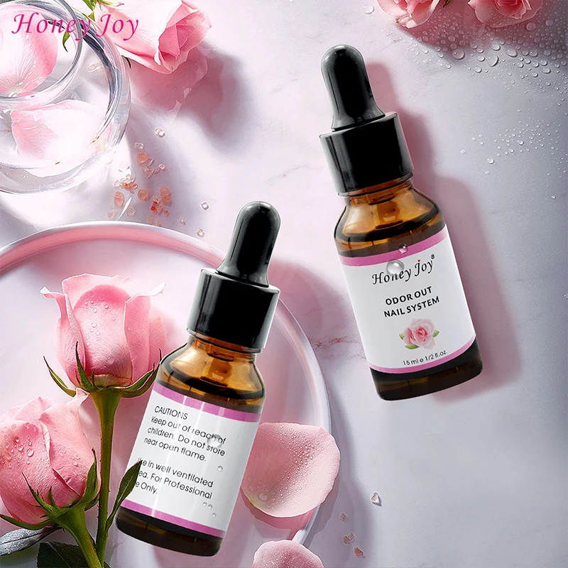 Nail Art Acrylic Liquid ODOR OUT Odor Removal Rose Fragrance Odorizer with Brush Design