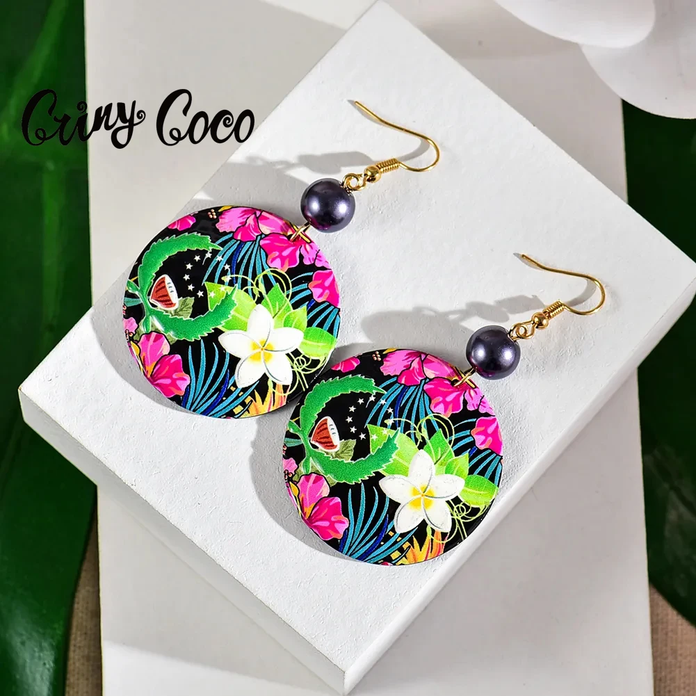 Cring Coco Acrilico Trendy Orecchini Da Donna 2023 Hawaiian Polynesian Plumeria Flower Earings Accessori Gioielli Per Le Donne Nuovo