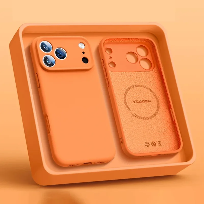 Magnetic silicone case official for iPhone 17 Air 16 Plus 15 14 13 12 Pro Max for Magsafe phone non-glossy wireless charging