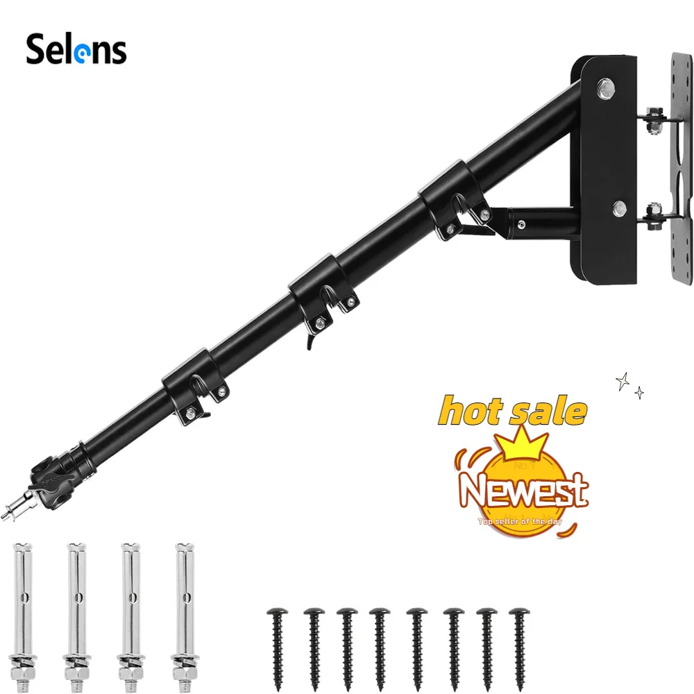 Selens Wall Mount Boom Arm For Photography Photo Studio Kits Video Strobe Lights Horizontal and Vertical Rotatable Wall Bracket