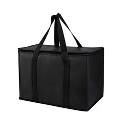 Insulated Thermal Tote Bag for Hot & Cold Storage - Heavy Duty Grocery, Picnic, and Travel Organizer (43L Capacity) (Black)