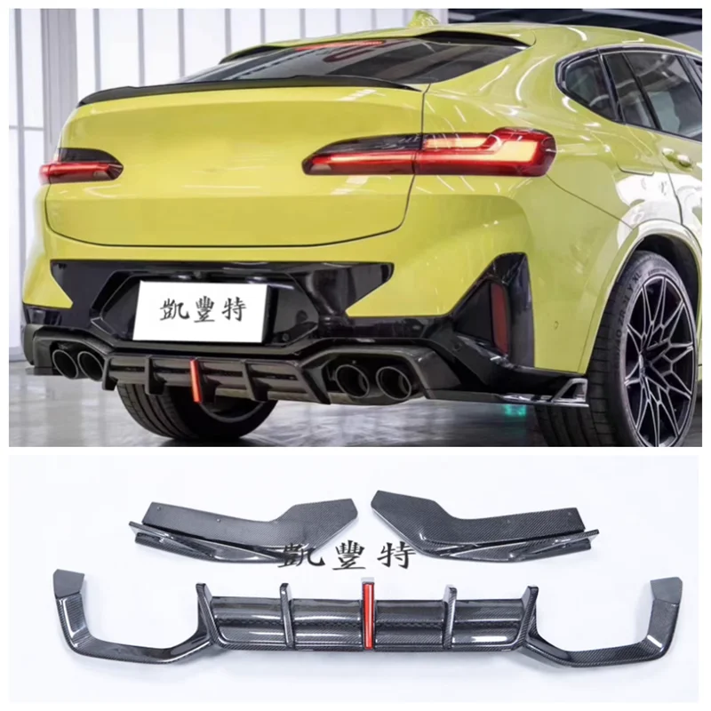 

For BMW X3M X4M F97 F98 2022 2023 2024 High Quality Carbon Fiber Car Bumper Rear Diffuser Spoiler Exhaust Cover (With LED Light)