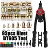 93pcs Rivet Nut Hand Threaded Rivet Nuts Gun BT605 M3 M4 M5 M6 M8 M10 Double Insert Manual Riveter Gun Riveting Rivnut Tool 1