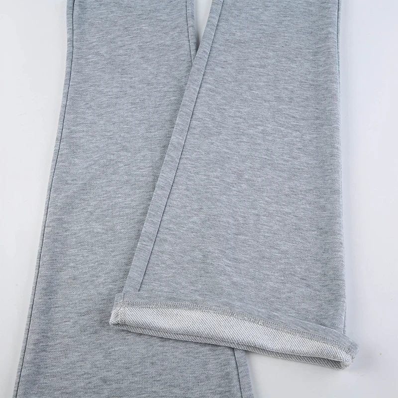Contrast Patchwork Low Waist Y2K Flared Pants For Women Gray Slim Casual Jogging Sweatpants Black Streetwear