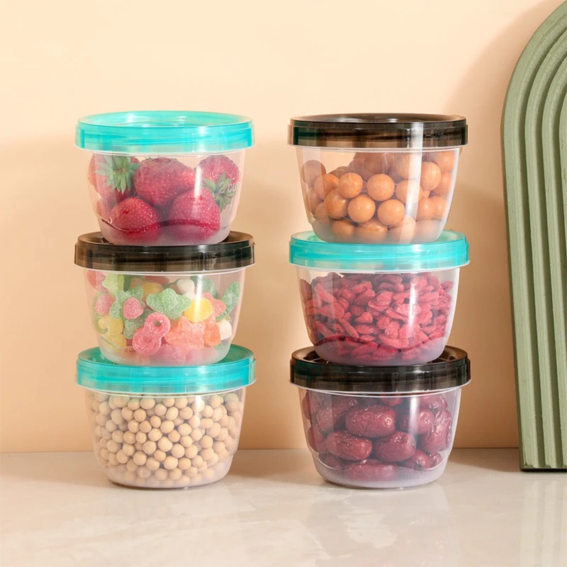1/3/5 Pcs Round Food Fresh Keeping Box Kitchen Refrigerator Storage Container Fruits Snacks Sealed Jar Microwave Heating