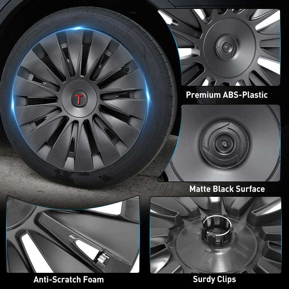 Wheel Cap 4PCS For Tesla Model Y 19 Inch Right&Left Hubcaps Cyclone Cover Wheel Cover Replacement Accessories wheel hub caps