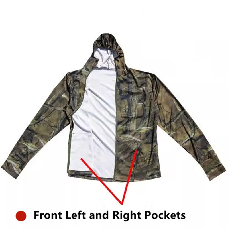 여름 경량 얇은 남성 태양 보호 물고기 생체 공학 위장 낚시 후드 탄성 통기성 폴리 에스터 스포츠 탑