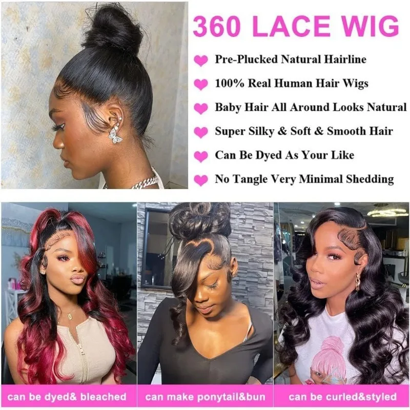 360 Lace Frontal Body Wave Human Hair Brazilian Remy 100% Human Hair For Woman High Quality Transparent Lace Frontal Daily Use