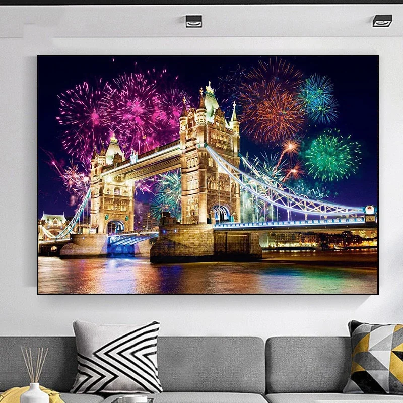 

5D Diamond Painting London Bridge Full Diamond Art Embroidery Restaurant Office Living Room Home Decor Diamond Cross Stitch Kits