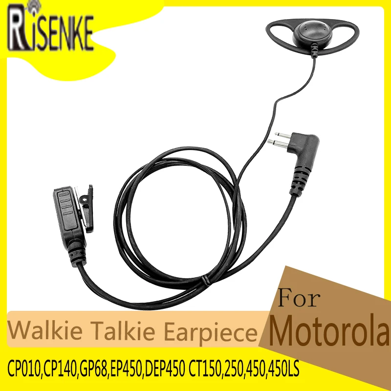 Risenke Walkie Talkie Accessories Earpiece for Motorola with CP010,CP140,GP68,EP450,DEP450 CT150,250,450,450LS Two Way Radio receiver earphone walkie talkie accessories earpiece microphone headset for motorola cp010 cp140 gp68 ep450 dep450 ct150 250