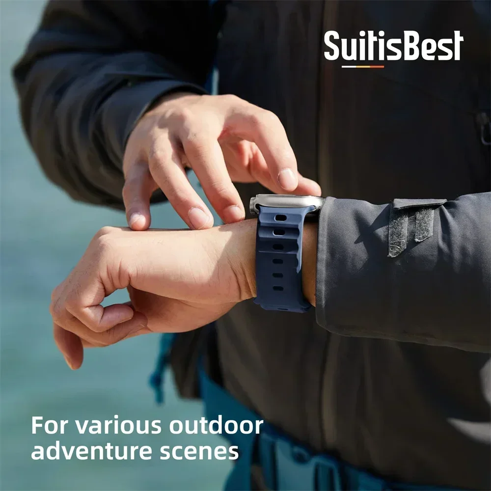 ساعة أبل الرياضية ذات ثقب هوائي من السيليكون ، فرق...