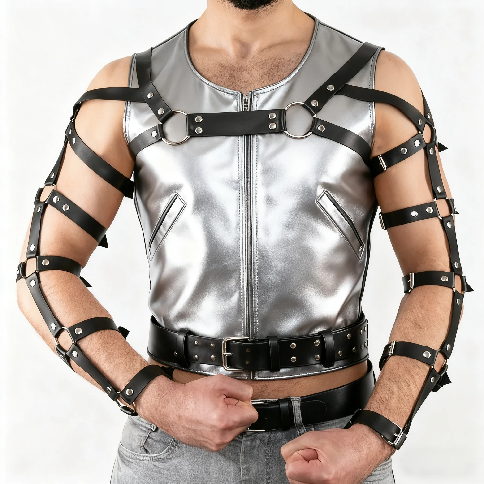 Punk Gürtel Schwarz Leder Harness für Männer Mode Brust Gürtel Punk Nachtclub Zubehör Gürtel