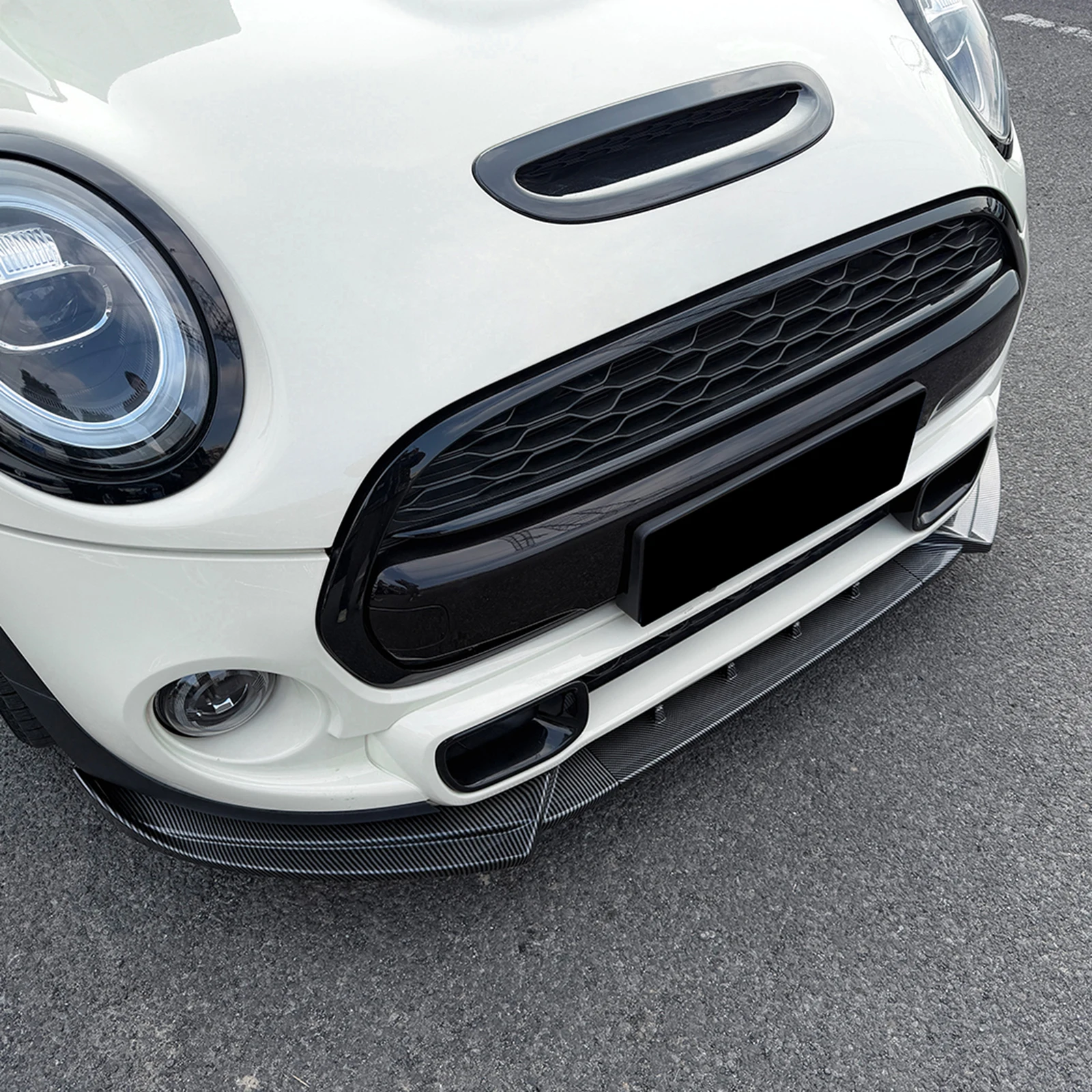 미니 쿠퍼 S JCW F55 F56 F57 2014-2021 프론트 범퍼 스포일러 립 카본 파이버 룩/글로스 블랙 로워 스플리터 블레이드 가드