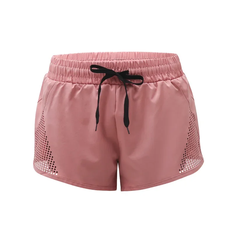 Summer Loose-Fit Quick-Dry Hollow Breathable Anti-Exposure Fitness Yoga Two-Piece Illusion Three-Quarter Length Trousers