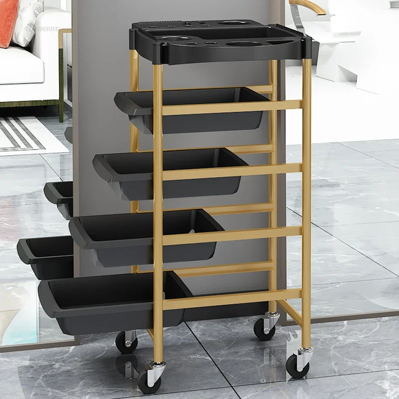 Multifunctional Beauty Trolley Rack Barber Shop Iron Salon Trolleys Beauty Salon Perm And Dye Organizer Trolley Furniture multi layer storage trolley