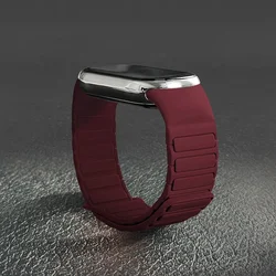 Magnetic Loop Silicone Sport Wristband - Universal Fitness Tracker Accessory Bracelet - Xiaomi Mi Band 8 (02 wine red)