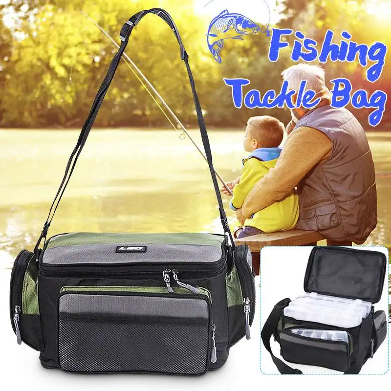 Multifunctional Oxford Fishing Bag Fishing Reel Lure Gear Storage Case