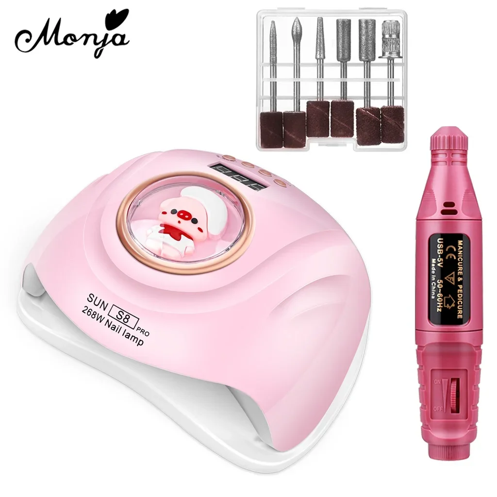 

Monja 268W Nail Dryer Drill Machine Kit UV Polish Gel Acrylic Remove 57Pcs LEDs Lamp Fast Cure Smart Auto Sensor Timer Manicure