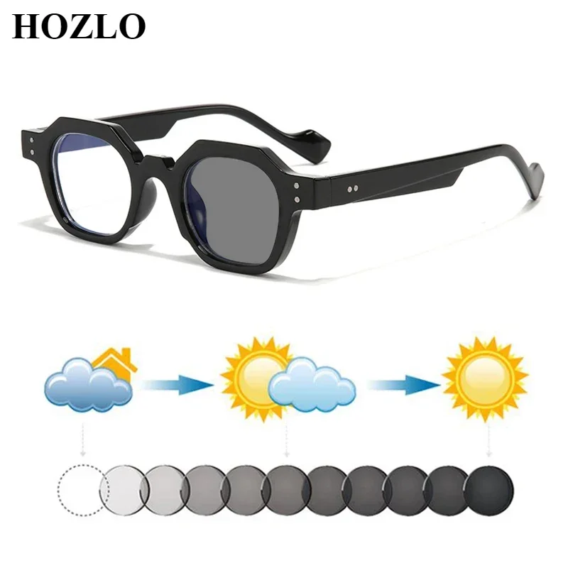 

Retro Polygon Men Fashion Rivets Photochromic Myopia Sunglasses Women Nearsighted Dark Glasses Travel Driving Fishing Outdoor