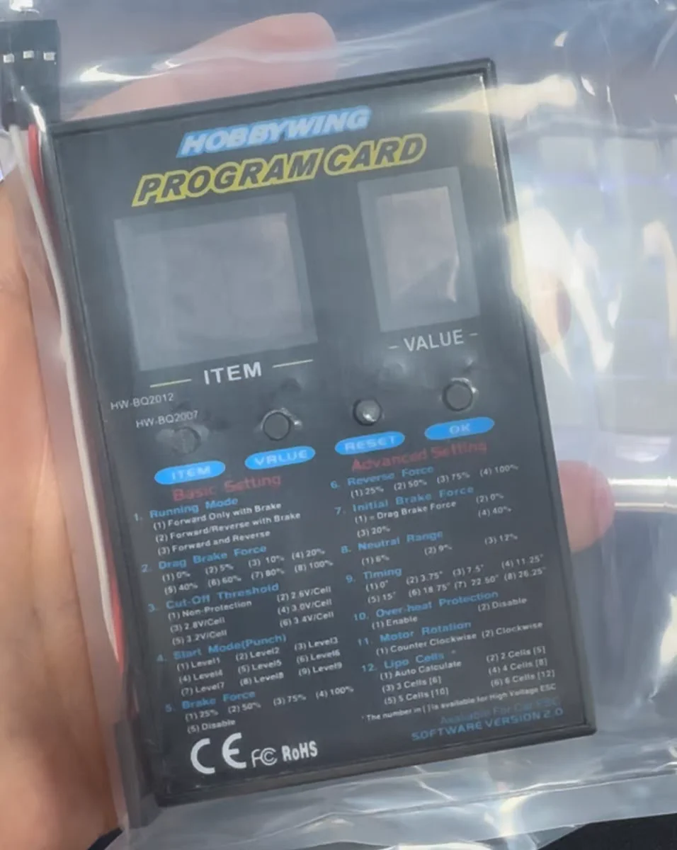 Hobbywing RC 자동차 LED 프로그램 카드, 120A 프로그램 박스, 2C 86020010 프로그램 카드, XERUN 및 EZRUN 시리즈 자동차 브러시리스 ESC
