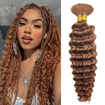 Bulk Braiding Hair Human hair Deep Wave Colored Unprocessed No Weft Boho Braids Human Hair Bulk Extensions Brazilian Remy Hair 1