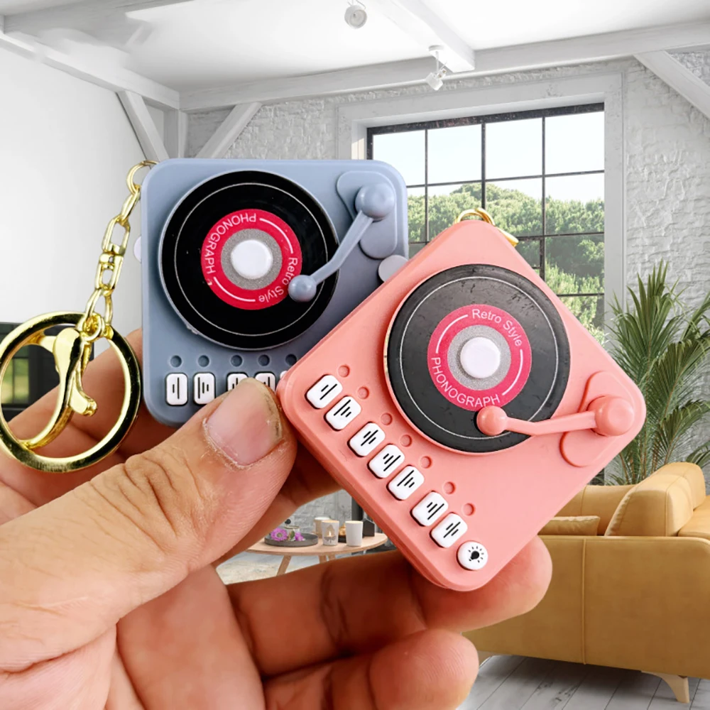 Mini Creative CD Player Music Keychain Toy Record Player Music