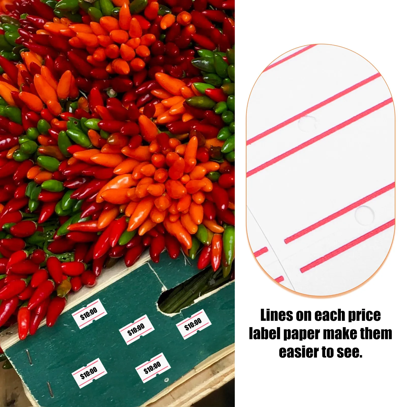 30 롤 화이트 가격 라벨 용지 슈퍼마켓 식품점 과일 가게용 자체 접착 가격표 스티커 더블 클리어