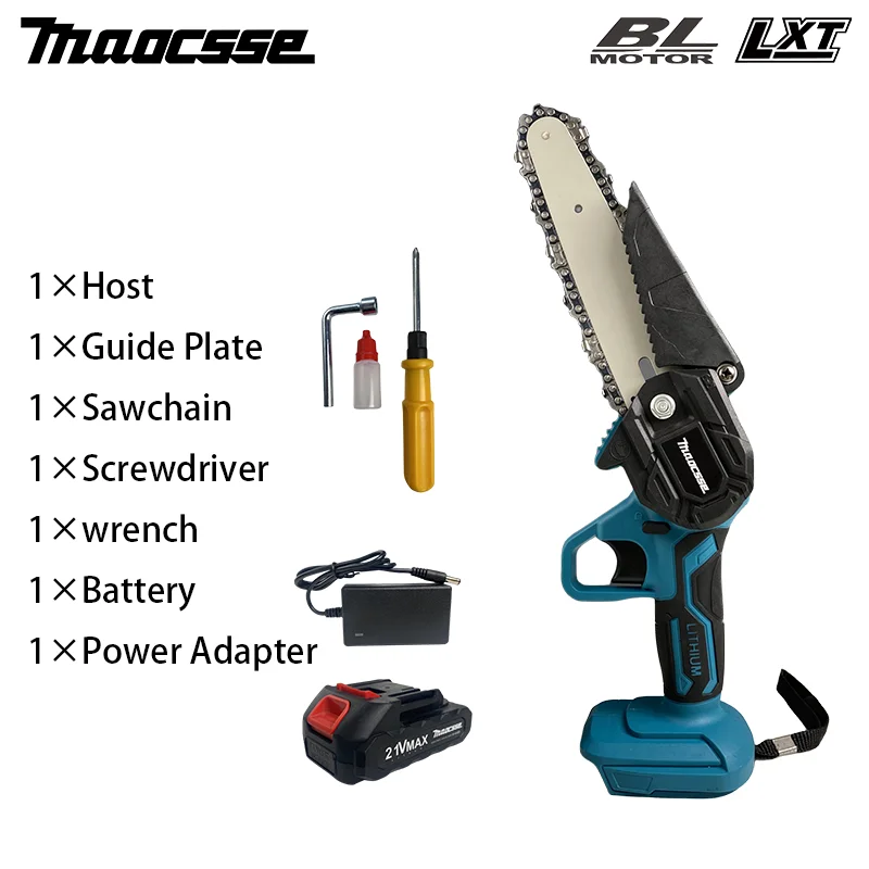 Mini Chainsaw 6-Inch Powerful Cordless Rechargeable Handheld Small Electric Saw Powered by Suitable for Makita 18V battery