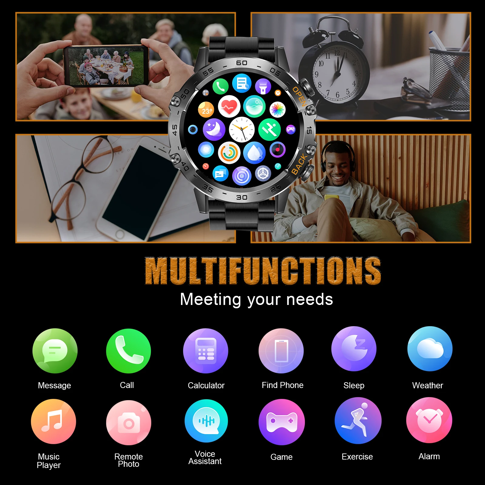 LaNikar New Smart Watch Men 1.39'' Full Touch Bracelet Fitness Tracker Bluetooth Call Heart Rate Smart Clock Men Smartwatch K52 - Image 5