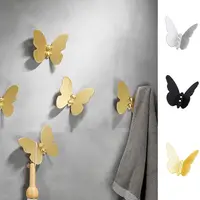 Stainless Steel Butterfly Shaped Wall Hanger Gold/Silver/Black Sturdy Towel Hangers Wall Mounted Anti-rust Key Holder Rack Hats 1
