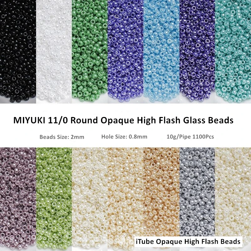 Glass Beads Clothing Accessories 11/0 Miyuki 2mm High Flash Opaque Round Spacer Glass Beads 1100Pcs 28 Colors For DIY Women Garments Sewing