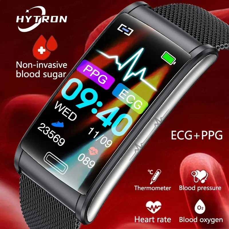 

Новинка 2023, умные часы с монитором уровня глюкозы в крови, мужские водонепроницаемые спортивные умные часы с измерением ЭКГ + ФПГ кровяного давления IP68