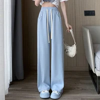 Lady Casual Daily High Waisted Sweatpants Women Drawstring Straight Leg Pants Girls Korean Slim Fit Thin Trousers - Image 2