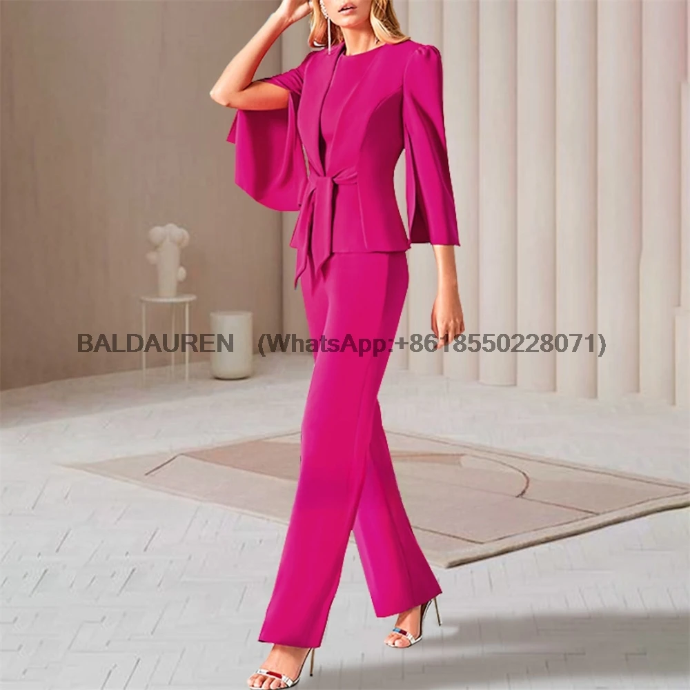 Elegant Jewel Neck Mother Of The Bride Dress Jumpsuits Two Piece Ankle Length Formal Dresses Customized