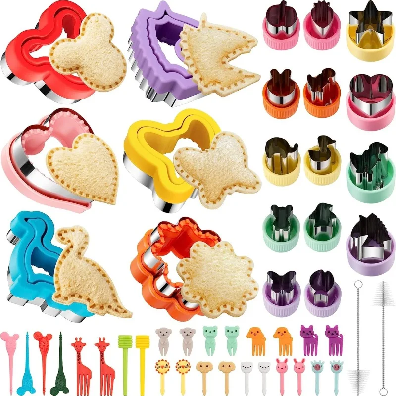 Description Picture 2 of itemSandwich Cutters Set for Kids Children Food Cookie Bread Mold Maker Fruit and Vegetable Shapes Cutting Mould Baking Tools 48 Pcs