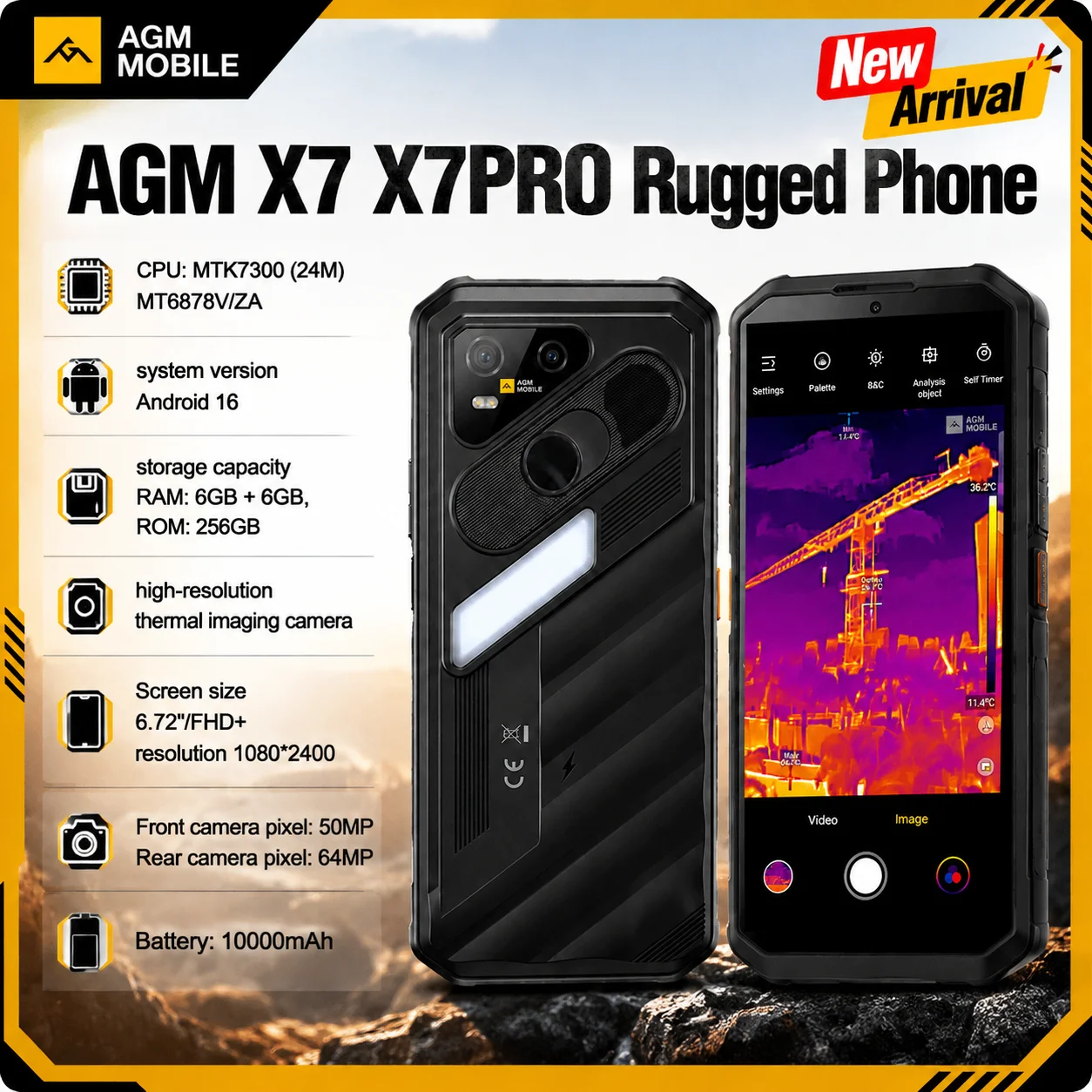 【NUEVO】Teléfono resistente AGM X7 PRO 6GB+256GB 10000mAh Android 16 6.72 1
