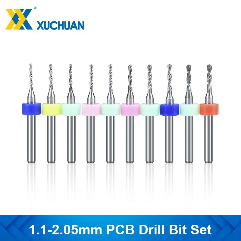 

PCB Drill Bit Set 1.1-2.05mm PCB Print Circuit Bord Drill Bit 3.175mm Shank Tungsten Carbide Micro Drill Bit 10pcs