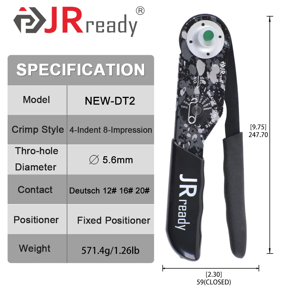 JRready 신제품 NEW-DT2 도이치 와이어 크림퍼, DT DTM DTP 시리즈 커넥터와 함께 작동하는 12 16 20  터미널 12-22AWG