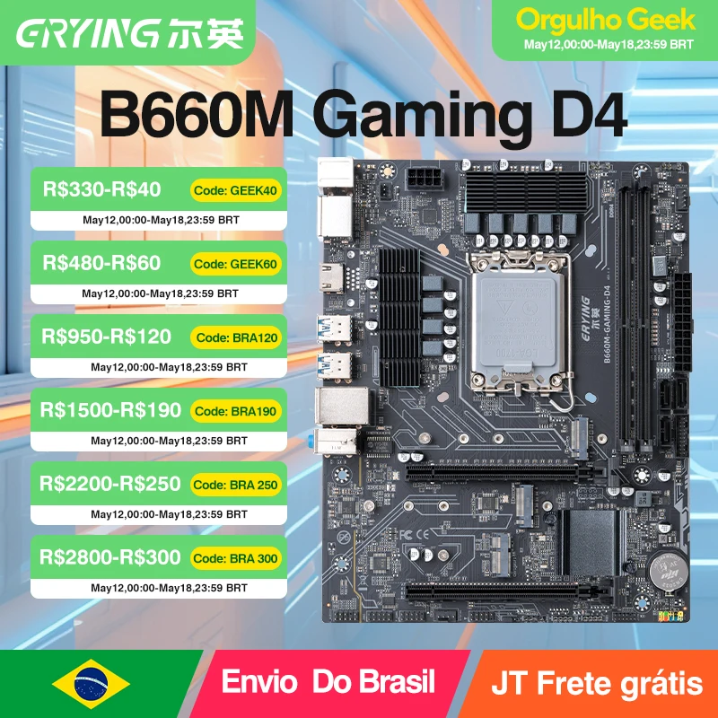 ERYINGB660MGamingD4Placa-mãeM-ATXDDR4Suporte121314Gen(LGA1700CPUi9/i7/i5/i312490F/12600F/12700F/13600F)placamae-AliExpress7