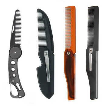1Pc Handmade Pocket Clip Beard Comb Hair Brush Folding Stainless Steel Hair Moustache Comb Hair Care Comb Brush Fathers Day Gift 1