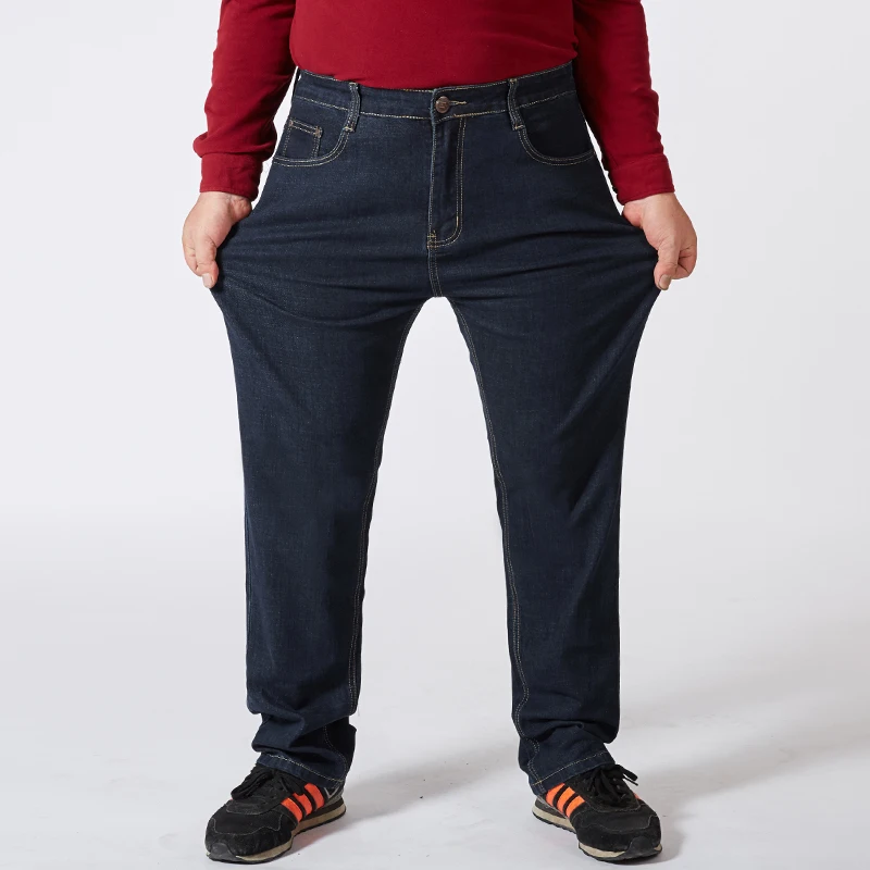 Plus Size 42 44 46 48 50 52 Men's Classic Black Jeans Business Casual Straight Loose Denim Stretch Jeans Male Brand Trousers 5