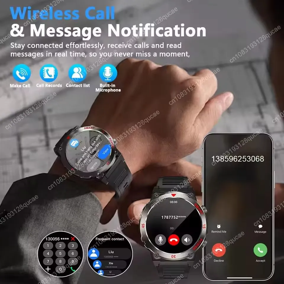 2025 New Men Sports Smart Watch GPS AMOLED Heart Rate Monitoring LED Flashlight NFC Bluetooth Call 3ATM Waterproof Smartwatches 4