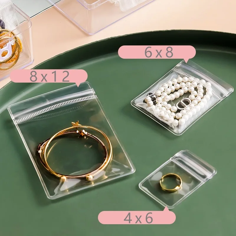 10-100pcs PVC Self Sealing Plastic Jewelry Zip Lock Bags Reclosable Thick Transparent Ziplock Gift Packaging Storage Pouches