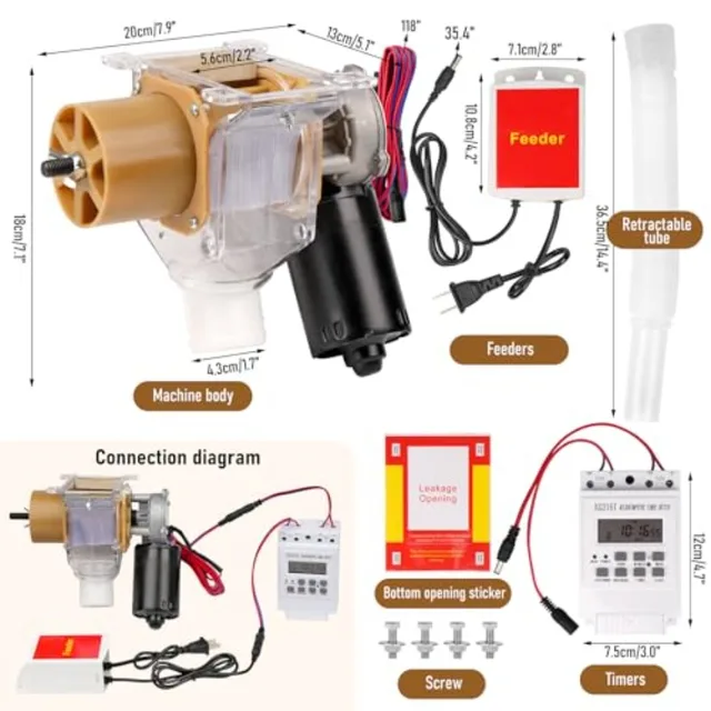 Automatic Chicken Feeder with Timer, 6 Groups of Timed and Fix-quantity Chicken Feeders No Waste and Duck Feeder for Chickens,