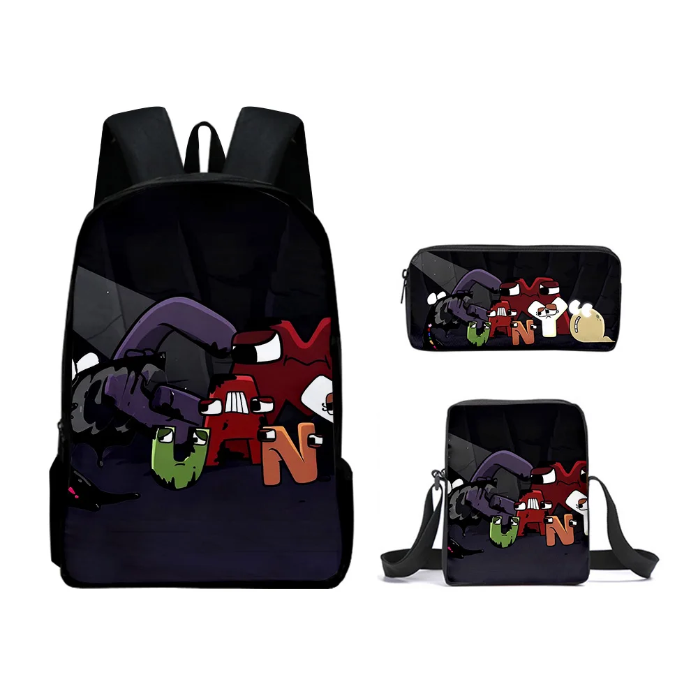 3pcs/set Alphabet Lore Backpack 3D Printed Anime Cartoon Cosplay Students Boys Girls Schoolbag Crossbody Bag Pencil Case