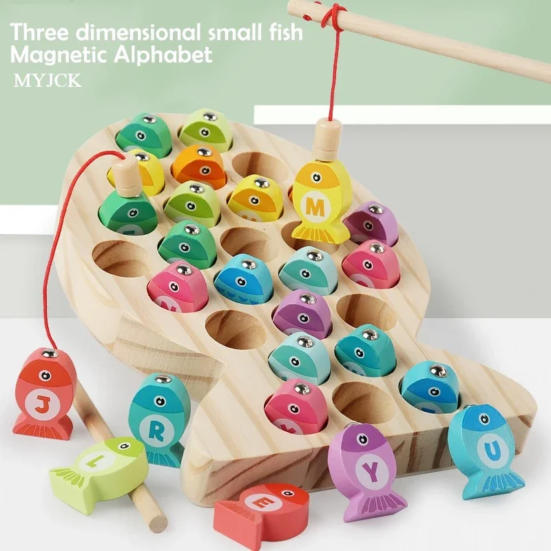 Kids Wooden Fishing Game Toy Gifts Early Education Alphabet Numeric Cognitive Toys Children Interactive Games Toys for Gifts - 2