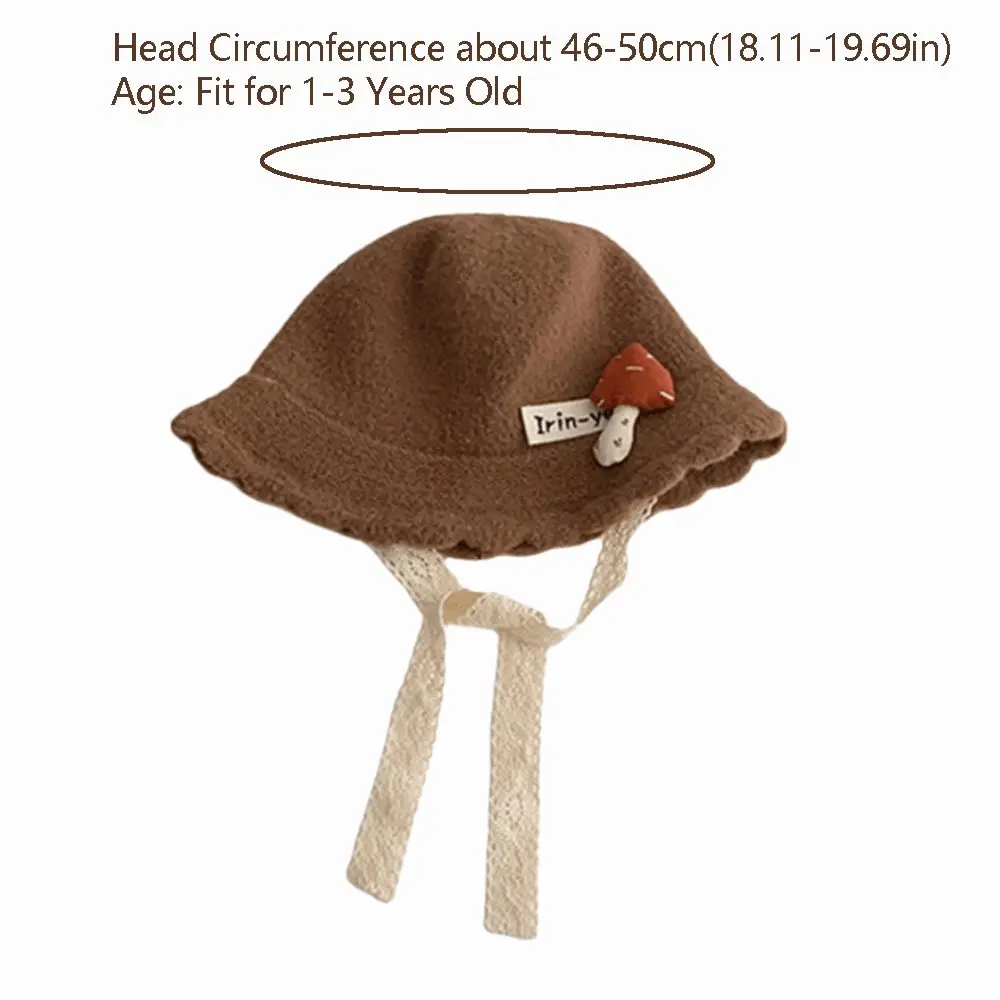 Soft Warm Knitted Hat Mushroom pattern Solid Color Curled Fisherman Cap Breathable Cold-Resistant Baby Bucket Hat Winter Season