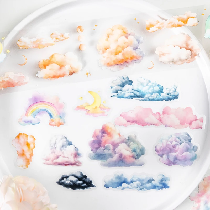50mm*2m Kawaii Clouds PET Tapes Scrapbooking Journal Planner Background Materials Masking Tape Korean Stationery Office Supplies 2