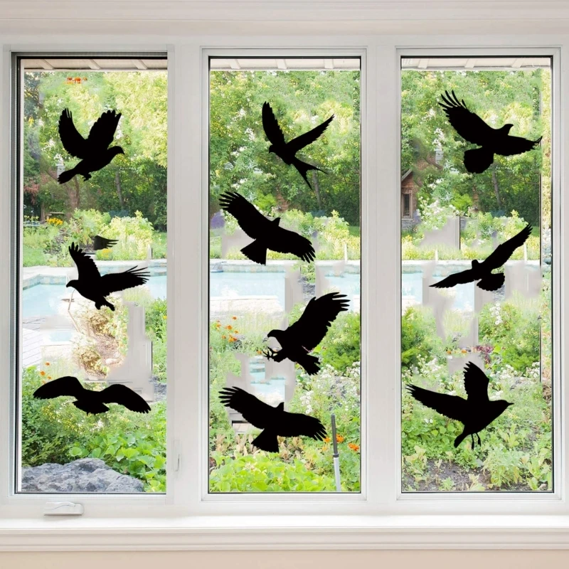 9pcs Anti-collision Window Bird Stickers Black Silhouettes Glass Door PROTECTION Save Birds Glass Door wall stickers,window stickers