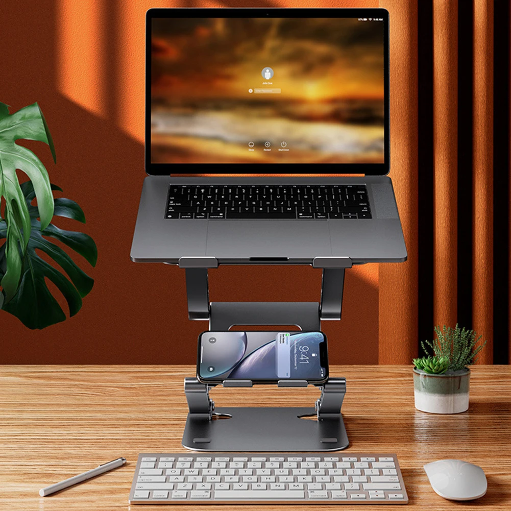 Foldable Laptop Holder Stand 360 Adjustable Phone Tablet Bracket Holder Aluminum Alloy Anti Slip for 11-17 Inch Notebook